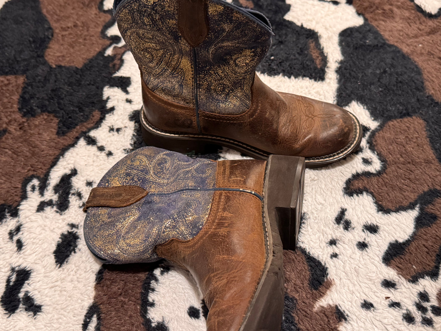 Ariat blue and gold boots