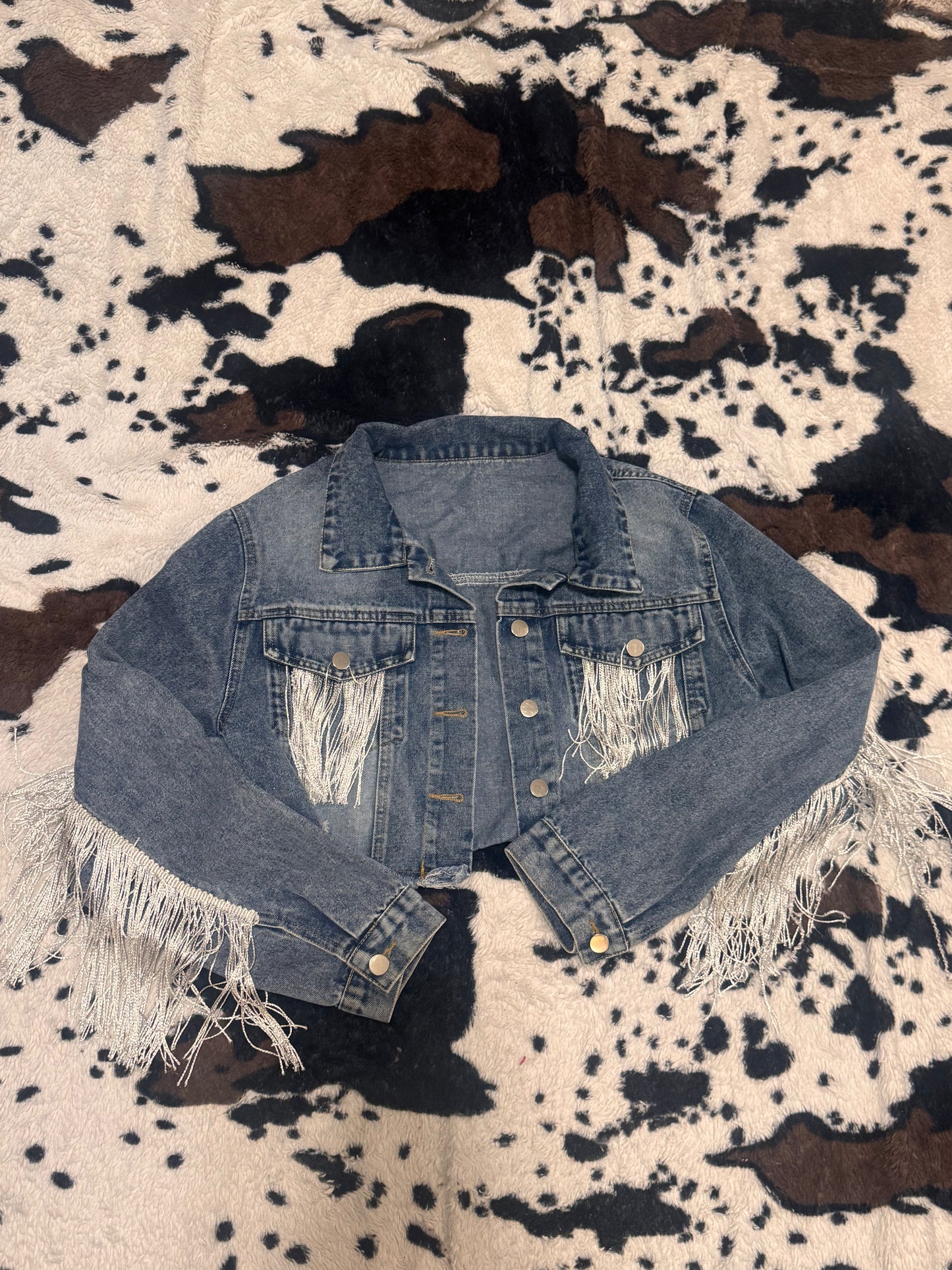 Denim fringe jacket