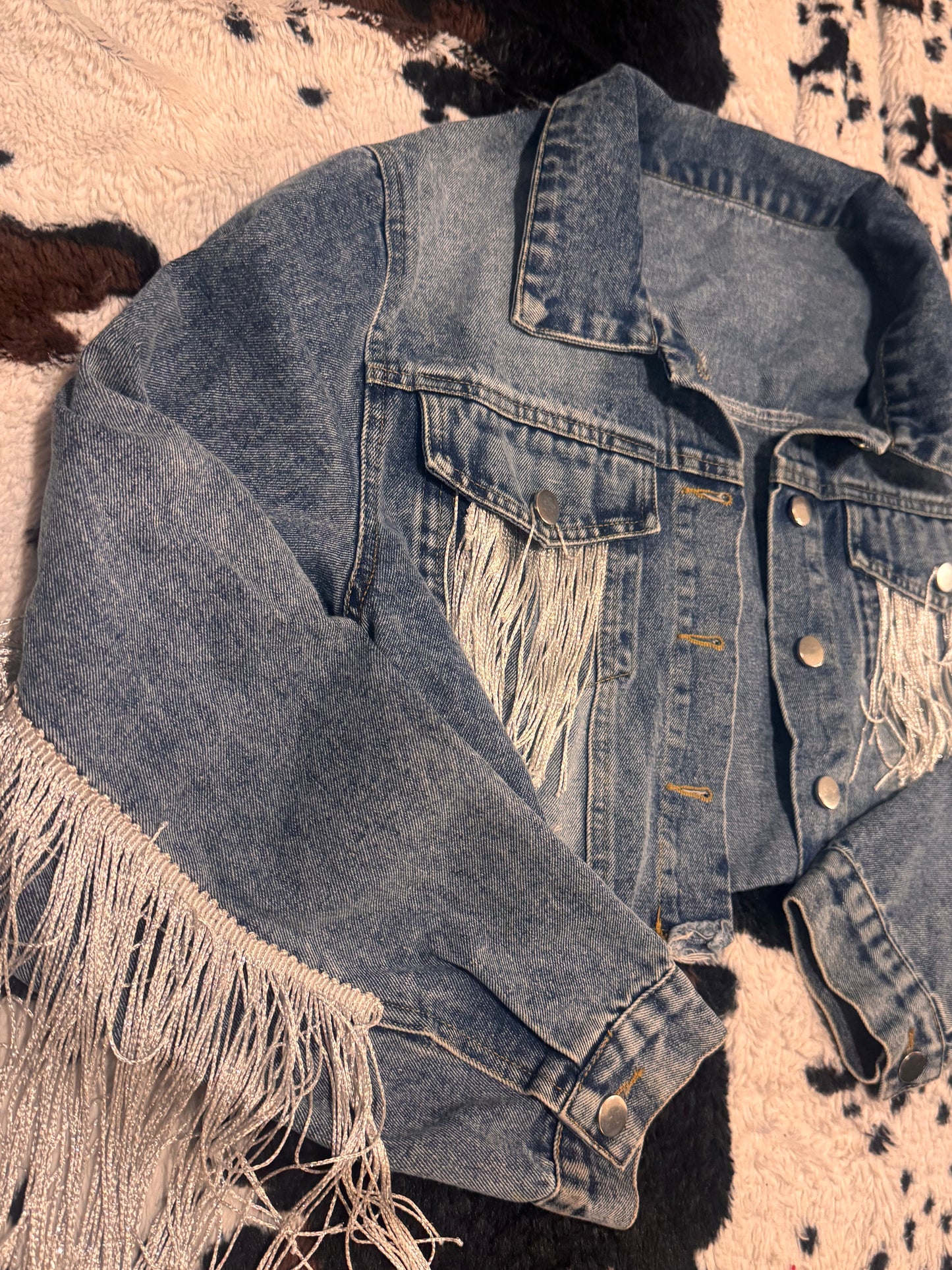 Denim fringe jacket