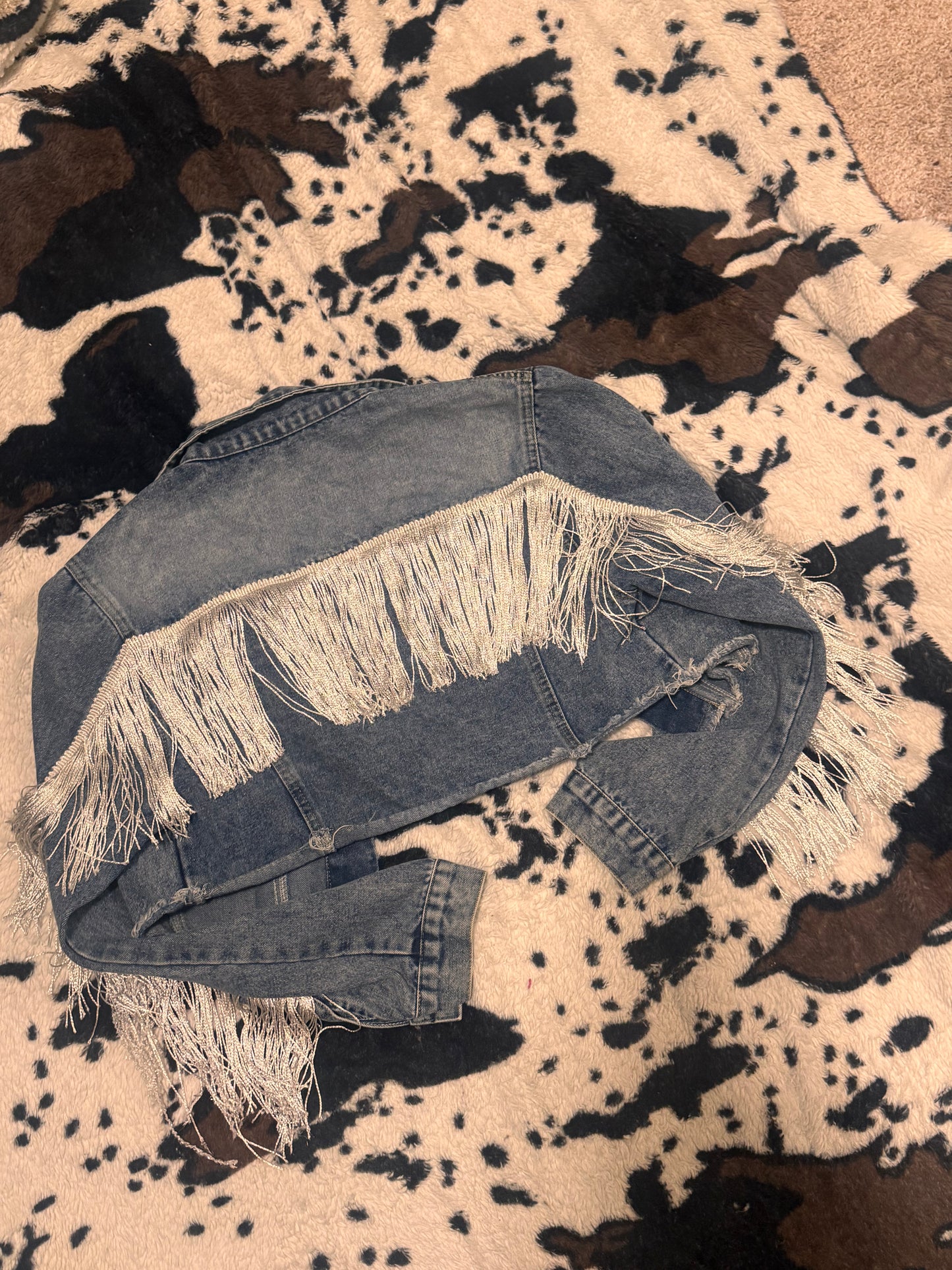 Denim fringe jacket