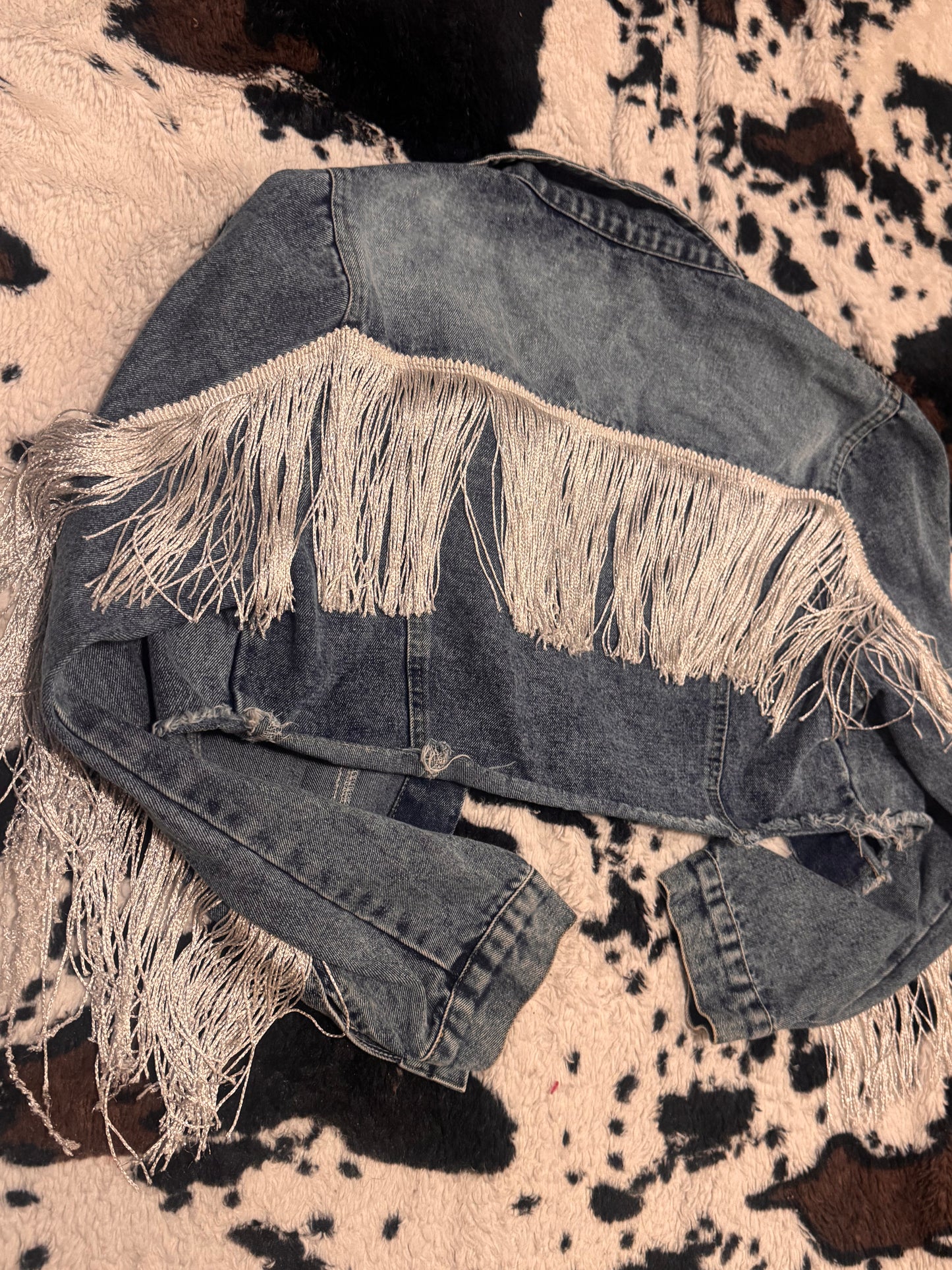 Denim fringe jacket